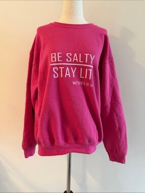 Be Salty Stay Lit Fleece Crewneck Sweatshirt - Pink